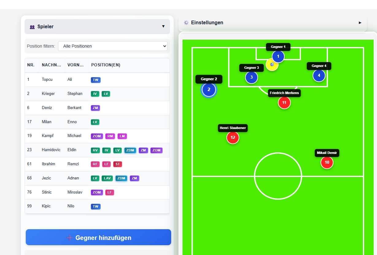 Scout App Taktik- und Planungsansicht – Training und Spielvorbereitung im Verein